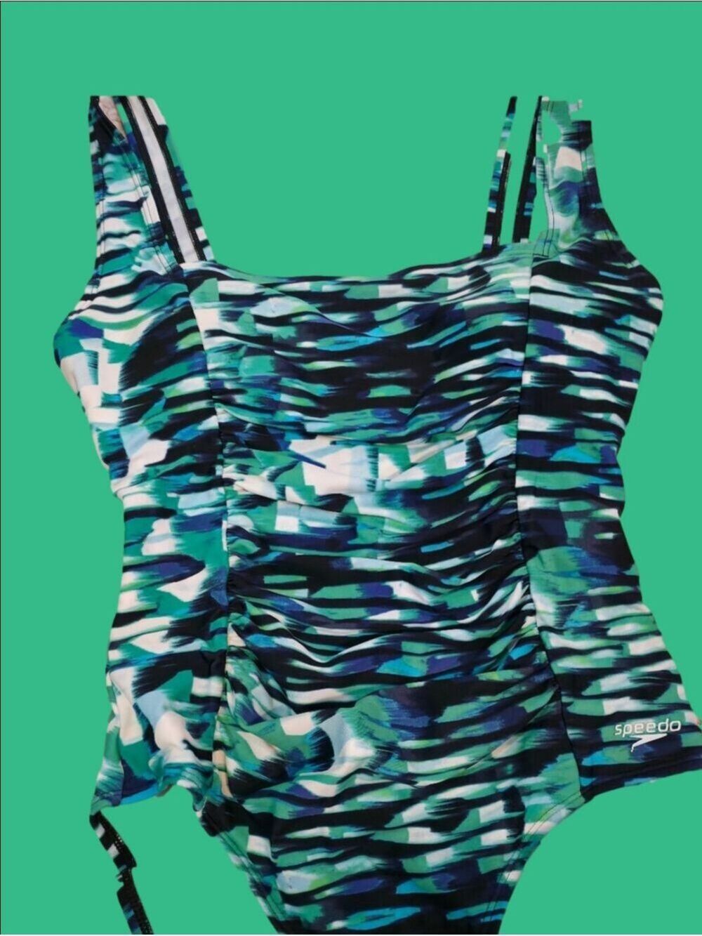 4/$67 Deal! Speedo Abstract Ruched One-Piece Swimsuit